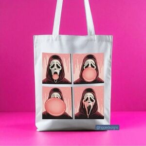 Scream White Graphic Tote Bag